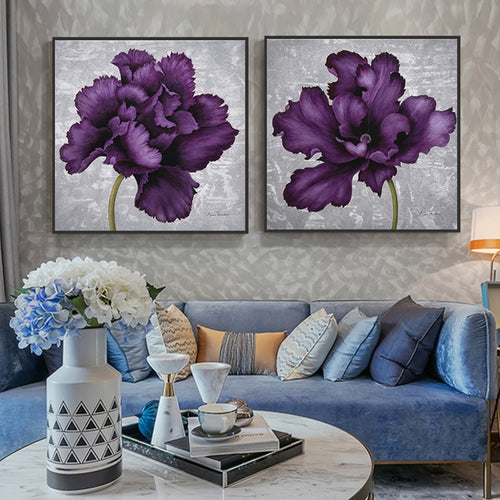 wall art set purple flower